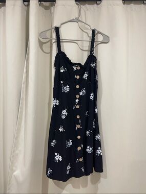No Boundaries Black Floral Mini Dress with Button Front
